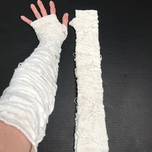 Long Mummy Gloves White Arm Warmers Ghost Costume Covers Mens Zombie Ghoul Wrap
